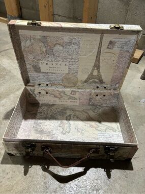 Punch Studio Paris Map Decorative Case in Beige, Brown & Pink Accents